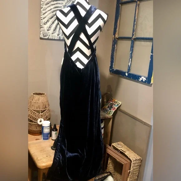 NWT Anthropology Velvet Halter Maxi Dress - Picture 6 of 10